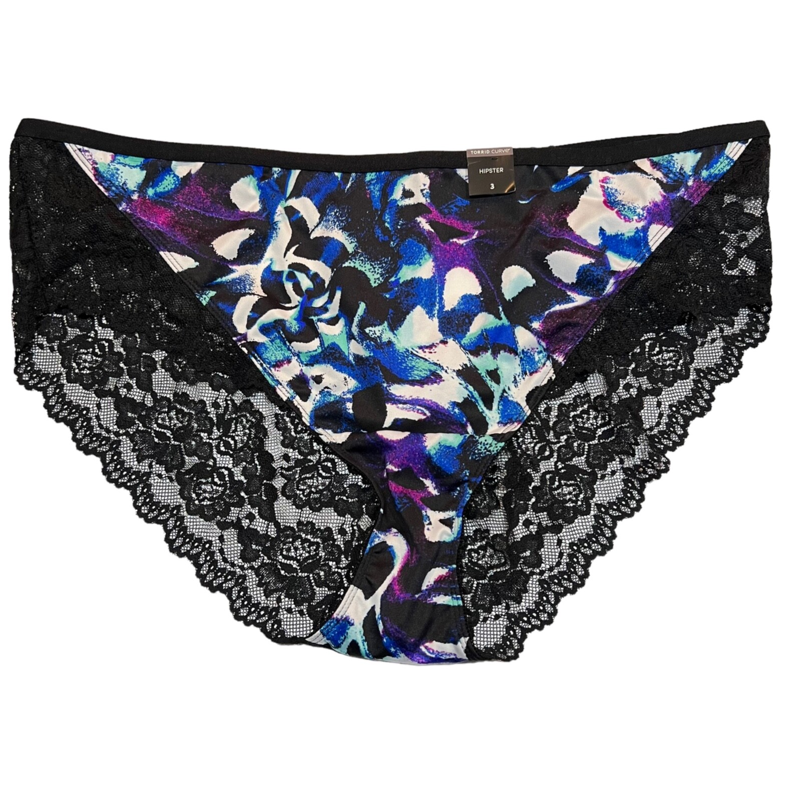 NWT TORRID Hipster Pantie Sz 0X-1X-2X-3X-4X Black Lace Back Silky Purple Blue