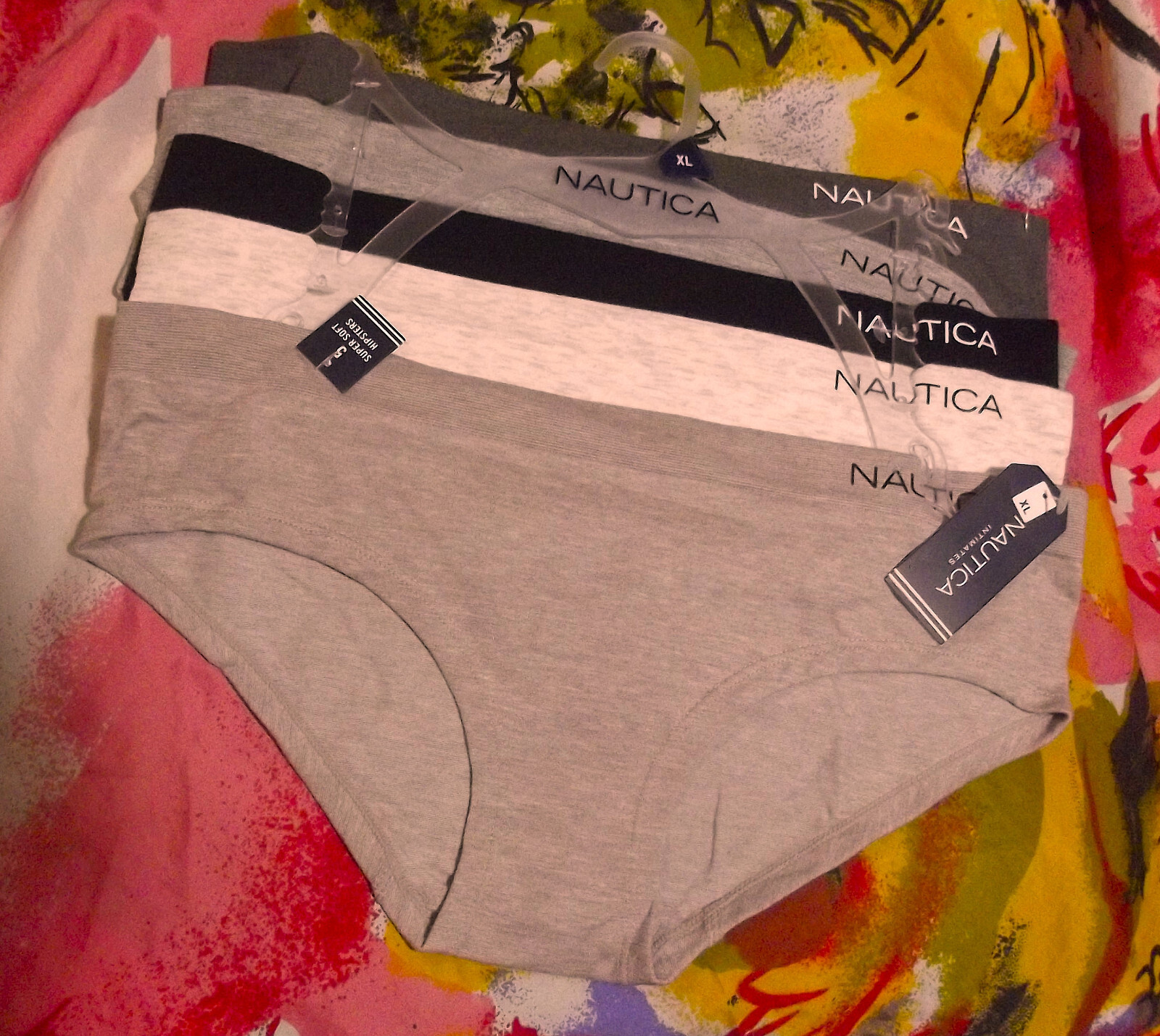 5 NEW NAUTICA NT3034 5PKR RAYON SEAMLESS BLEND SUPER SOFT HIPSTER PANTIES XL