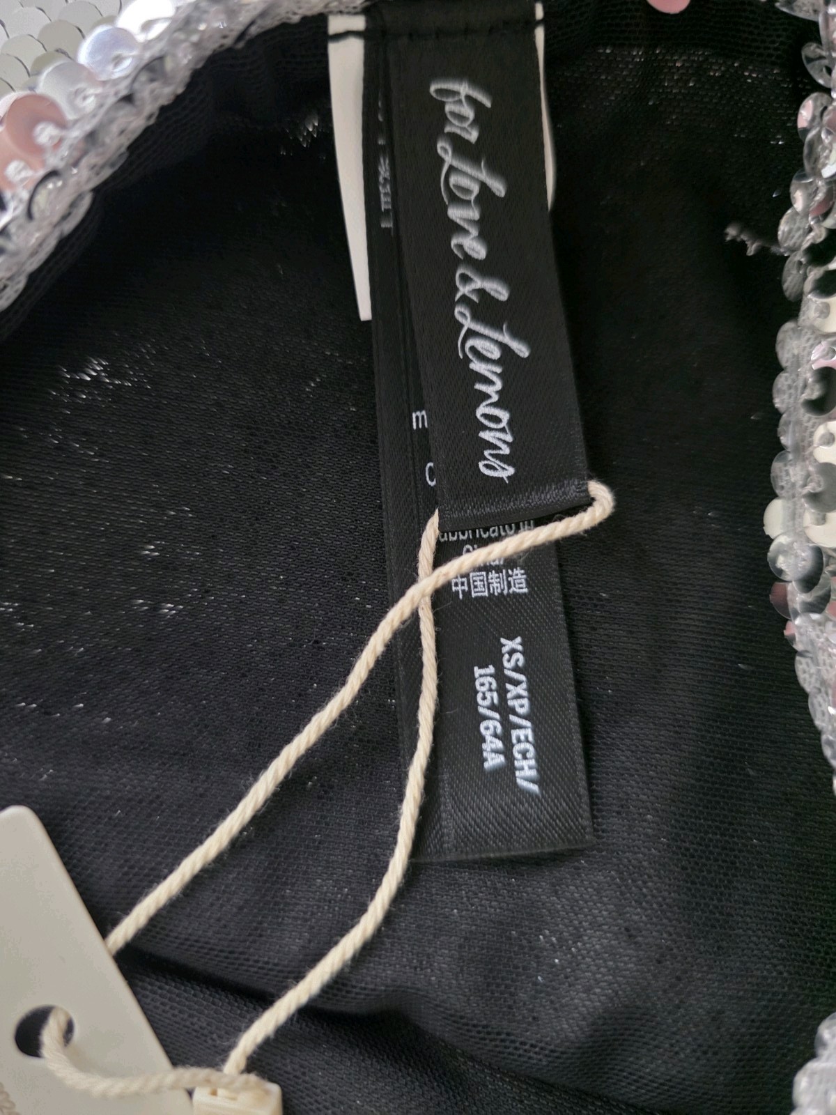 For Love & Lemons x VS Maia High Waist Y2K Panty Medium Silver Sequin XS