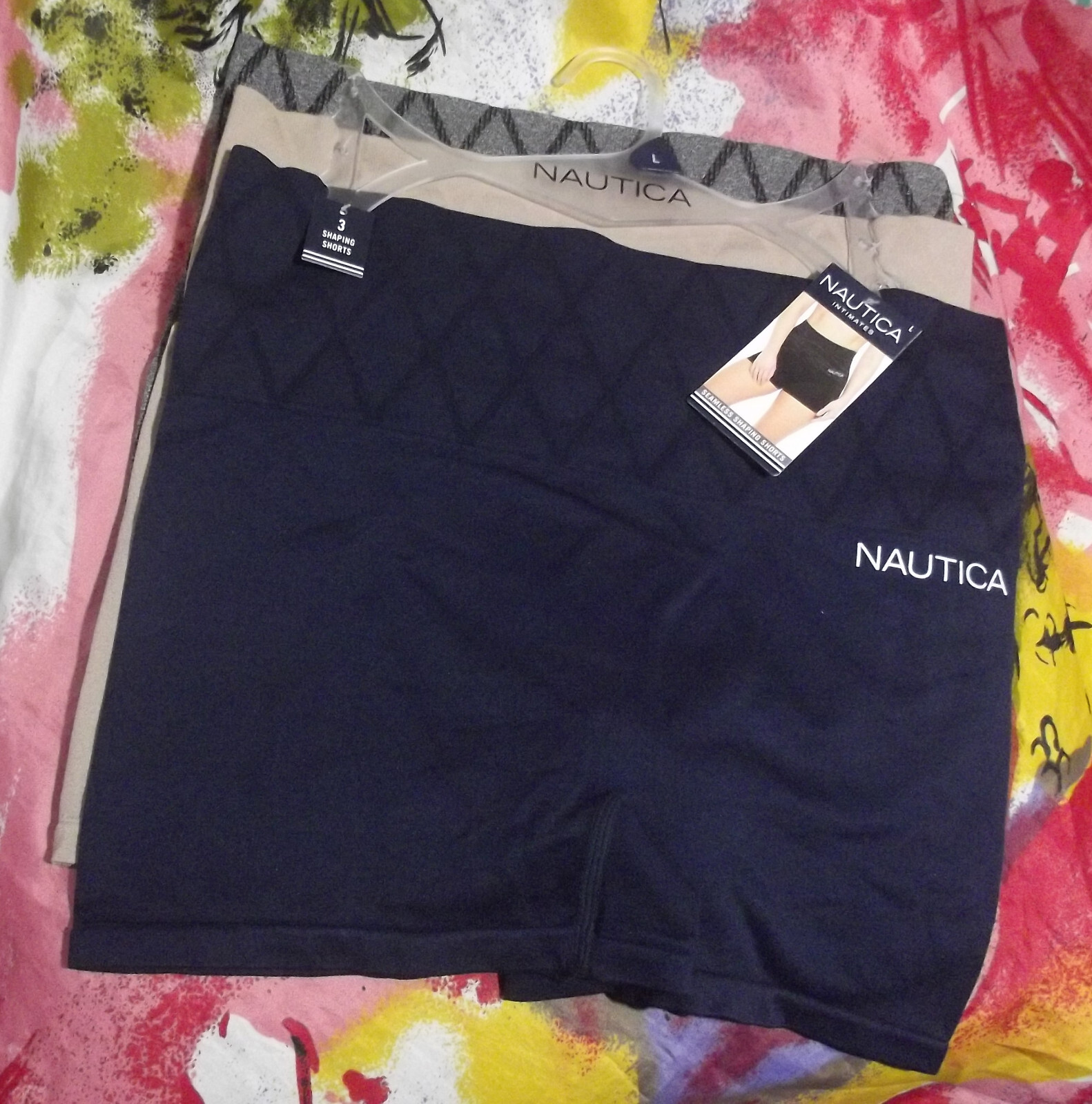 3 NEW NAUTICA NT7099 3PKD TUMMY TONING HI-WAIST THIGH SLIMMER SHORT PANTIES L