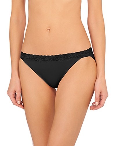 Natori Discreet Bikini Underwear Women XS Black Solid Elastic Waist Pull On