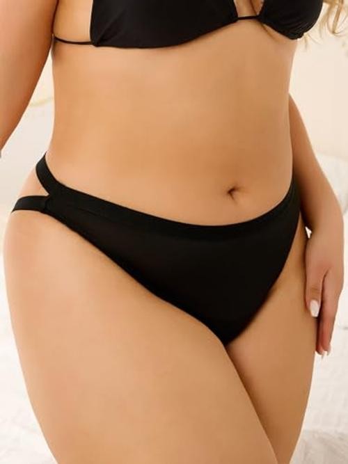 Women’s Plus Size Low Rise Crisscross Back Cut Out Panties 4X-Large Plus Black