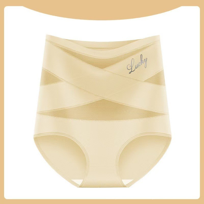 Women 2 Pack High Waist Tummy Control Panties Shaping Cross Strap Briefs