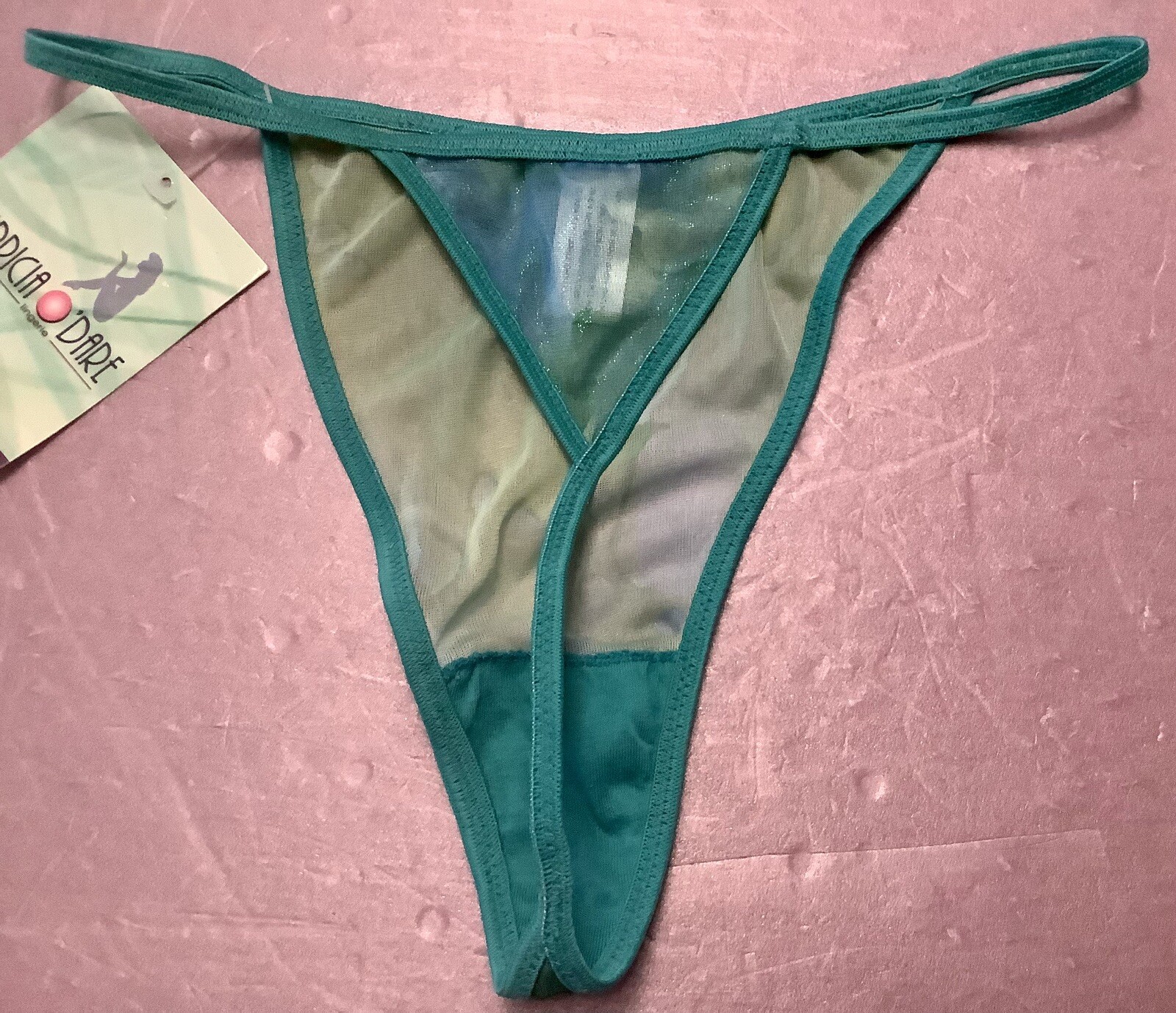 women panties string thongs CAPRICIA O’DARE Size M/6 green metallic sexy &comy