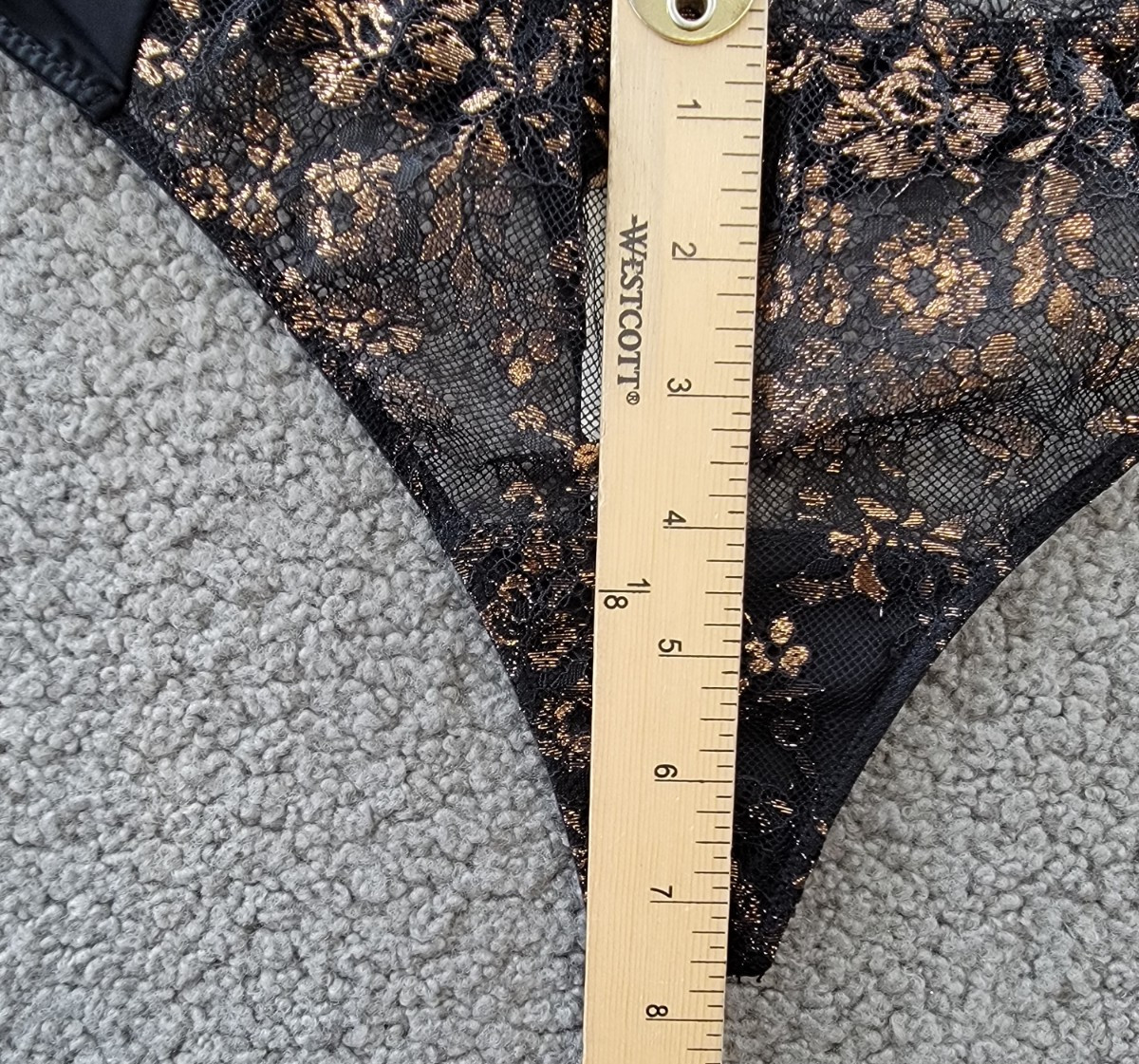 Skarlett Blue Entice Lace Thong Women’s L Black/Rose Gold Elastic Waist Pull On