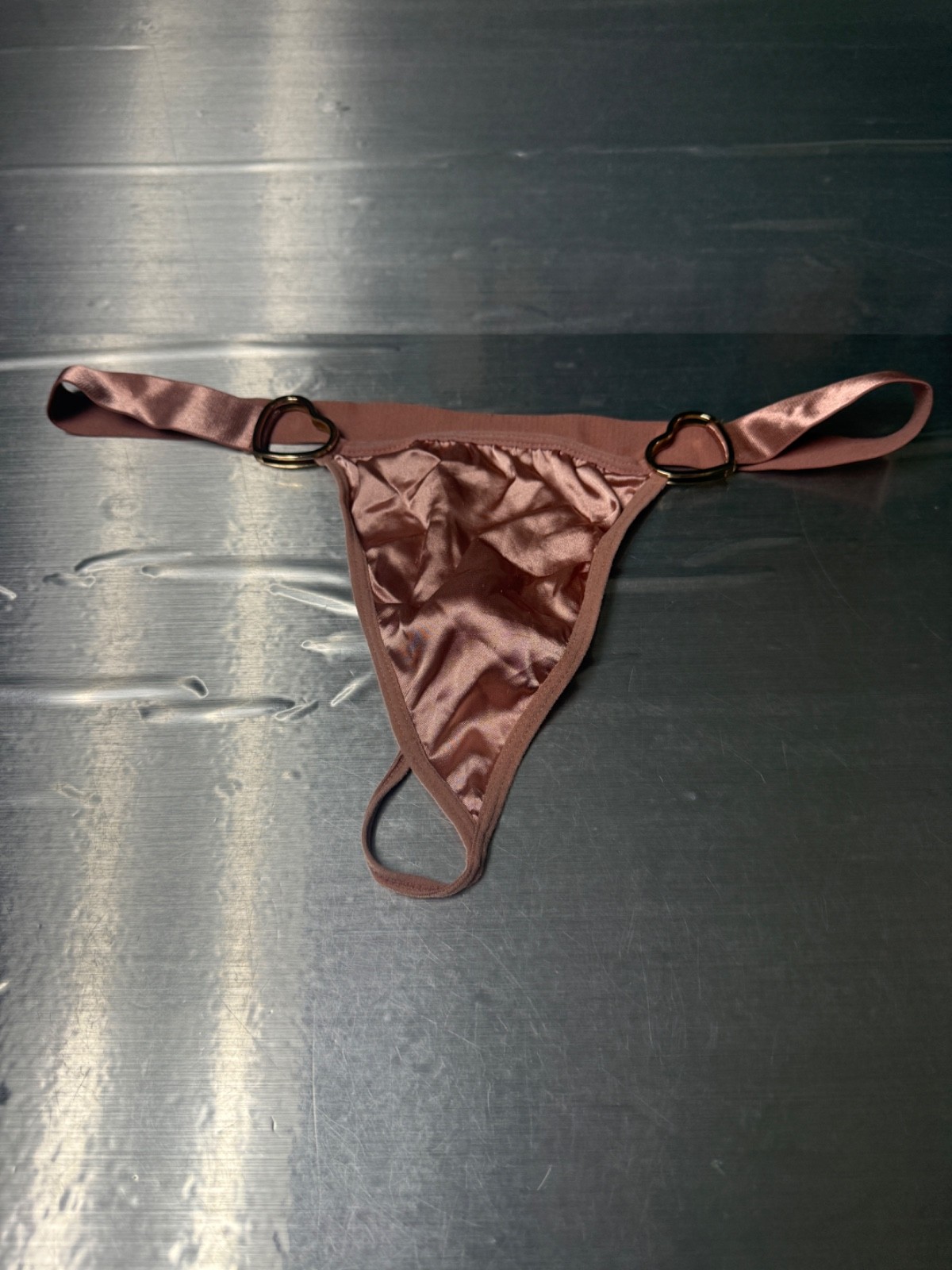 Silky Heart Thong Size MEDIUM(8-10) Pink & Gold