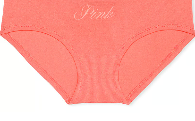 L Bright Coral Orange Seamless Victorias Secret PINK Hipster Hiphugger Pantie