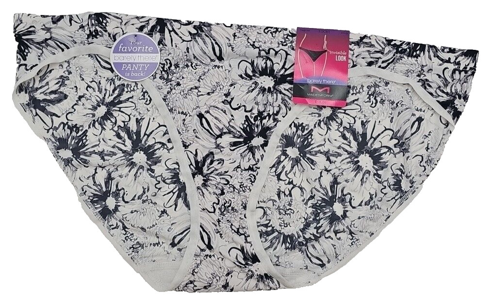 NEW Maidenform Size 9 2XL Bikini Panty Barely There Invisible Look Black/White