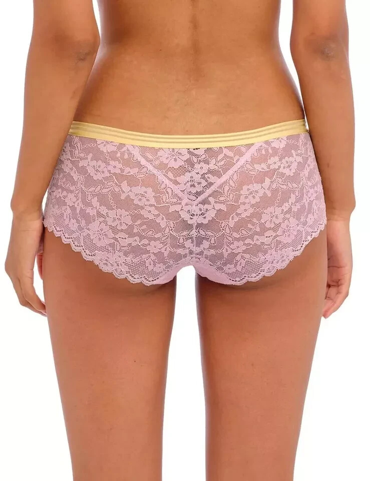 Freya Offbeat Short Brief Size S 10 12 Macaron Pink Yellow Lace Knickers 5456