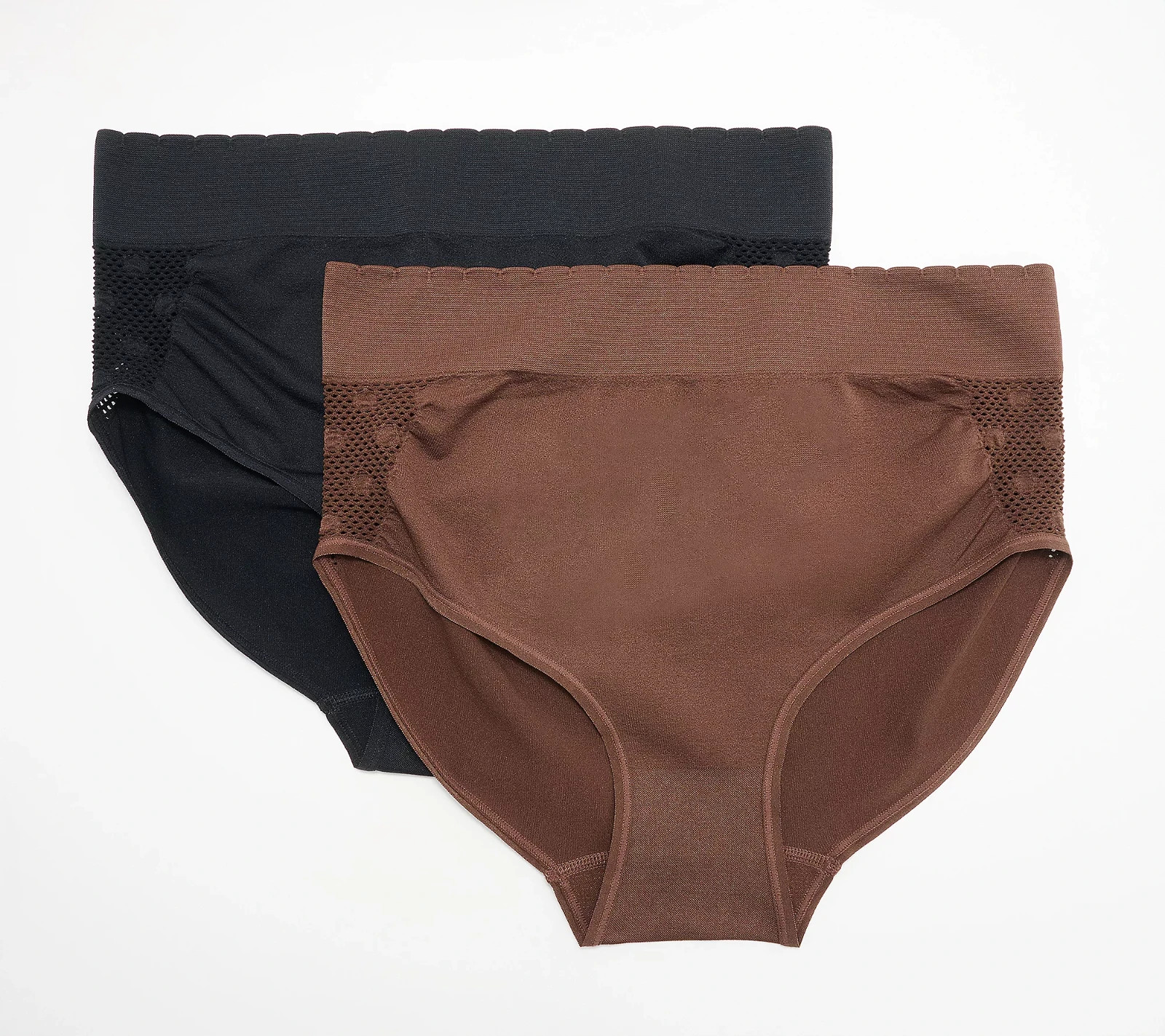 Anybody Intimates Seamless Open Stitch Comfort Panties 2 Pack Sz XL Black Brown