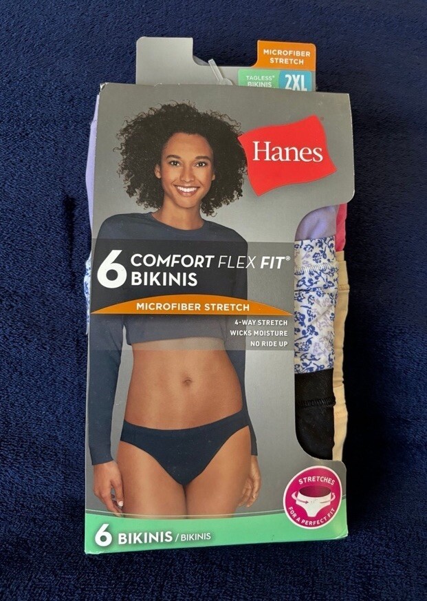 6-Pack Hanes Women’s Bikinis MICROFIBER Stretch Comfort Flex Fit Seamless 2XL /9