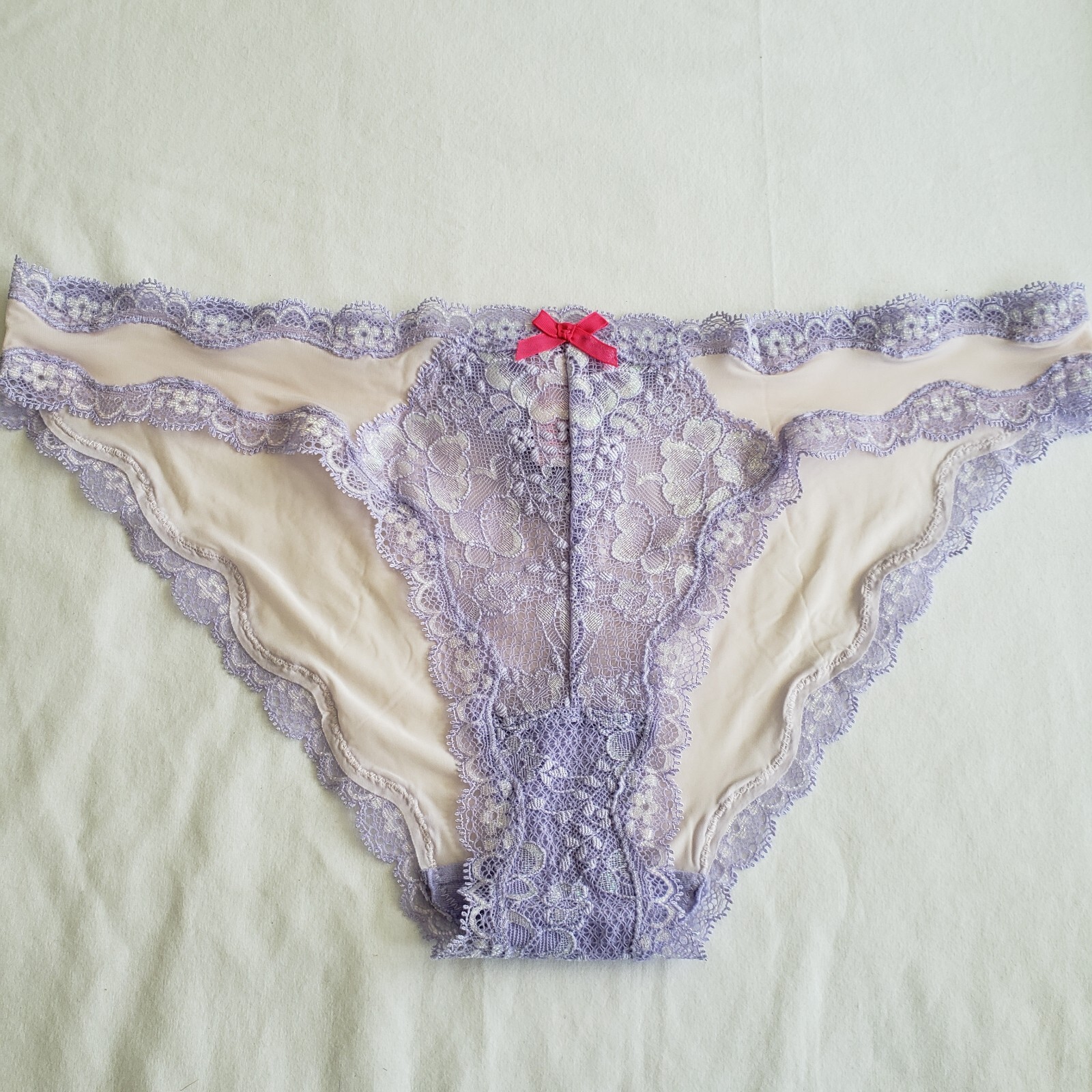 Victoria’s Secret Dream Angels Cheekini Large Purple Ivory Soft Satin Lace