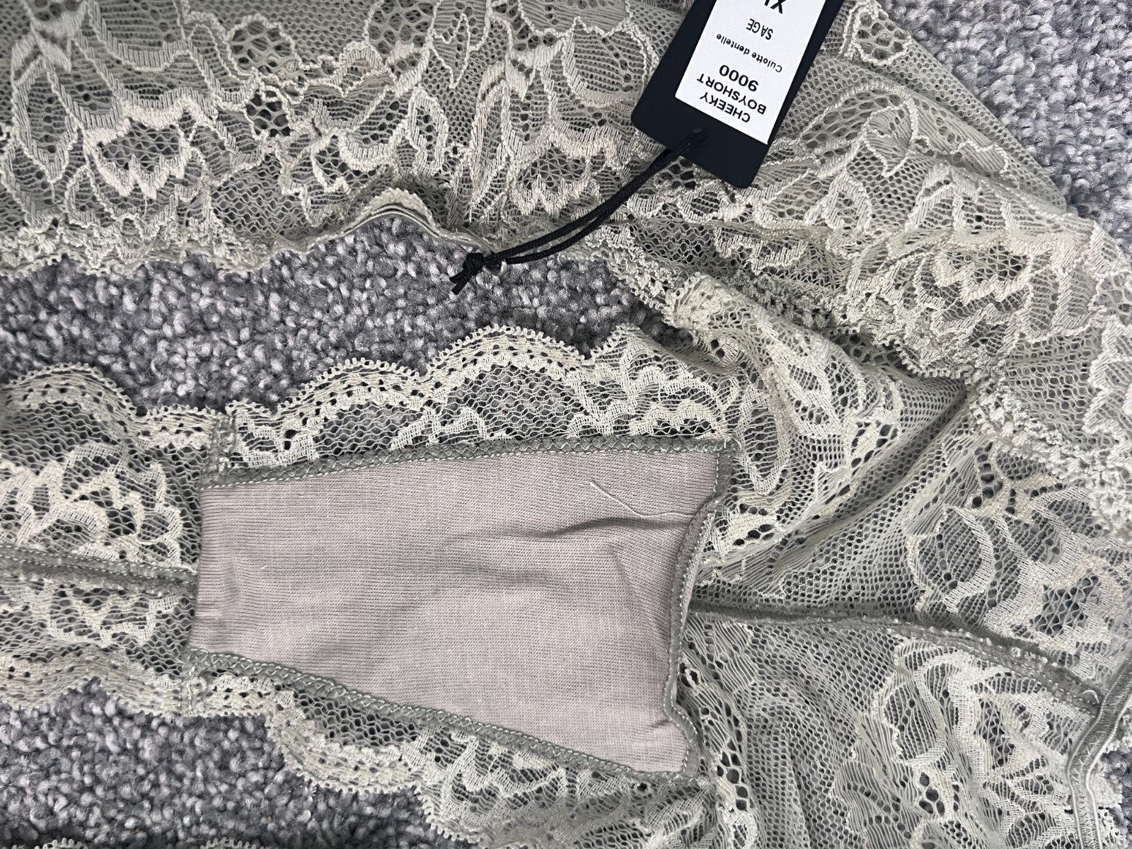 NWT ~ Montelle Intimates ~ Cheeky Boyshort ~ Lace Pantie ~ Sage ~ Size XL