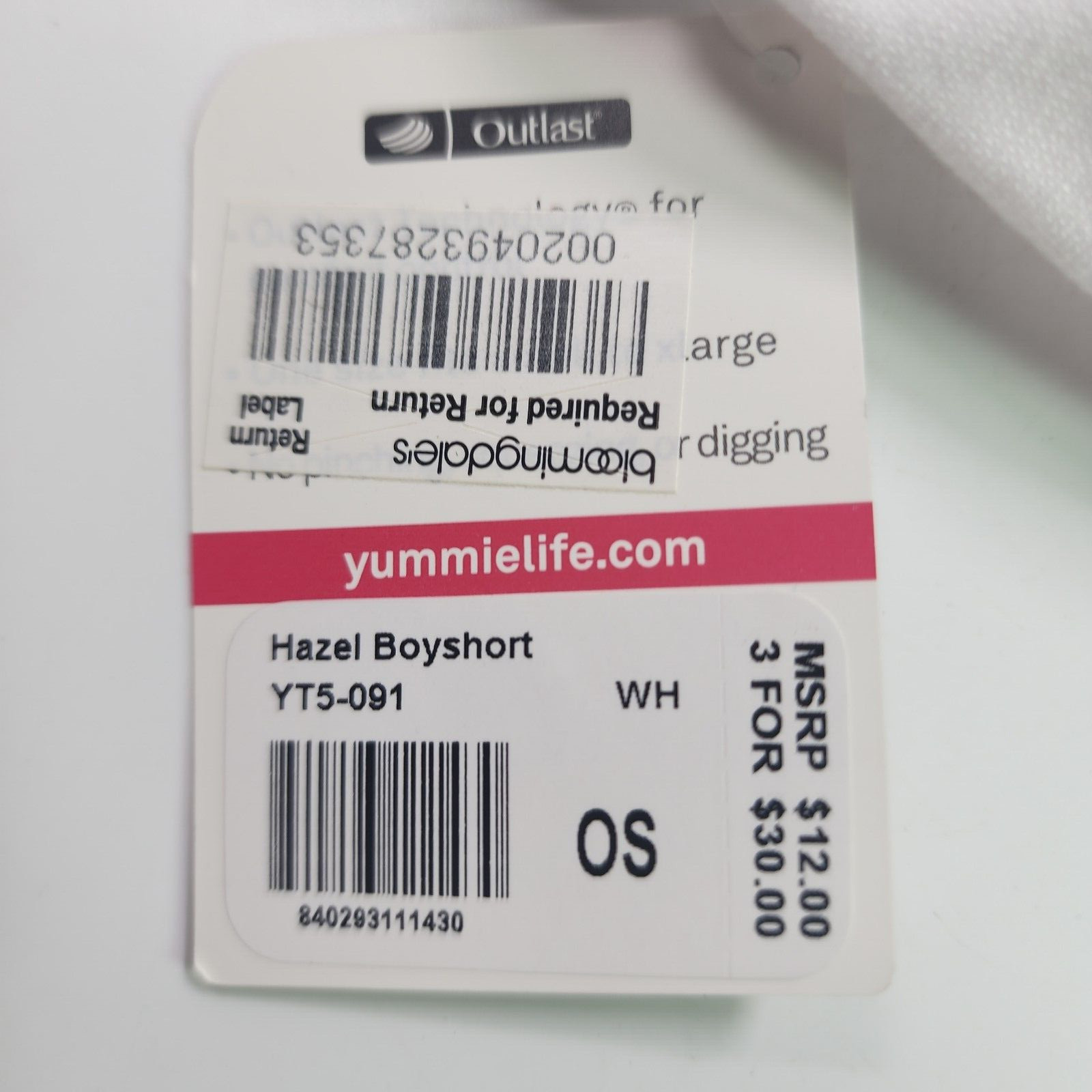 Yummie Women’s Hazel Boyshort Comfortably Fit One Size White