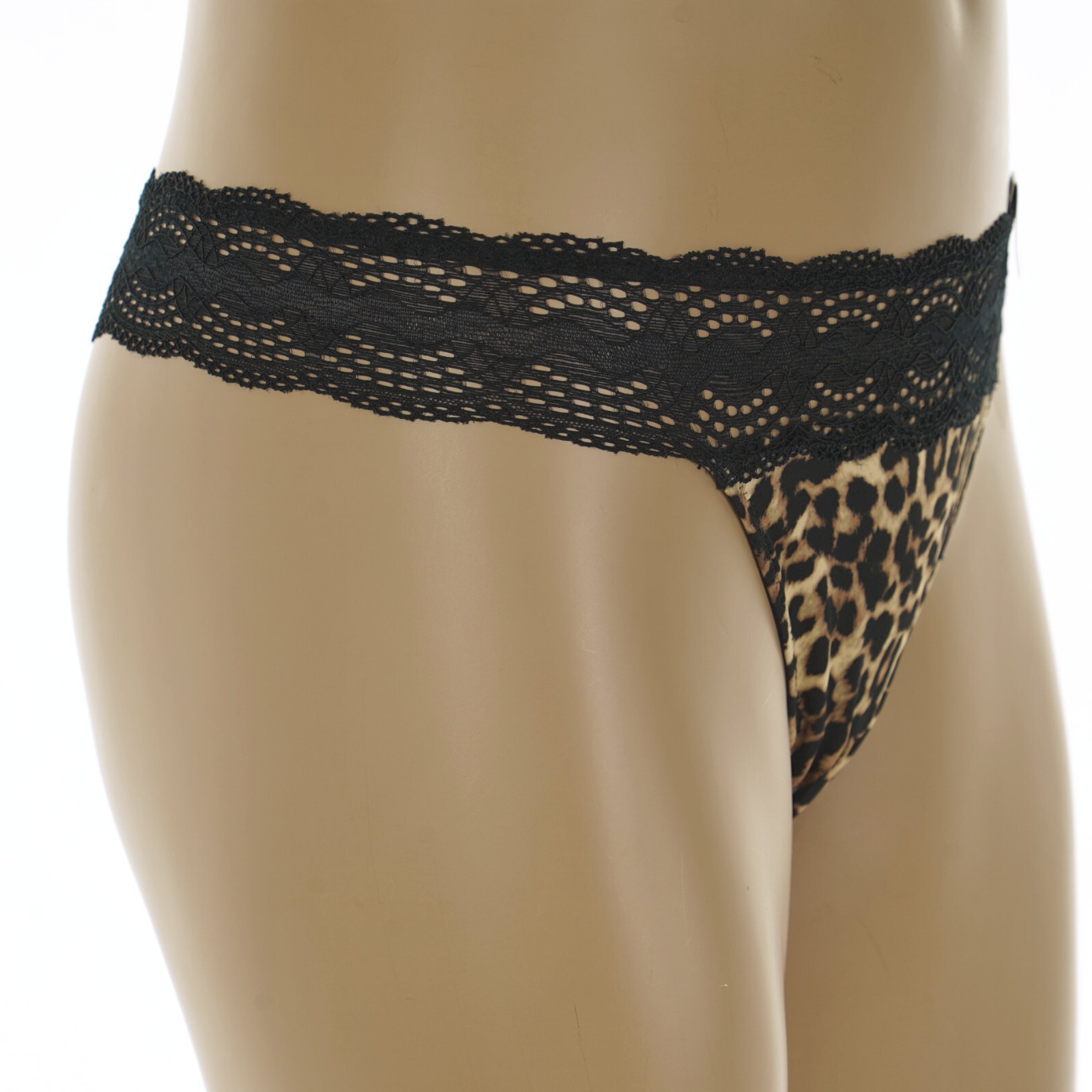 SO INTIMATES Junior’s Size 3-5 SMALL Black Lace Waistband LEOPARD Print THONG