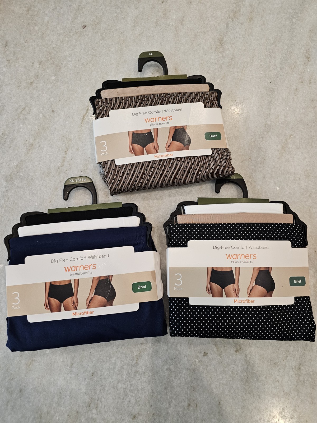 3 Warners® Blissful Benefits Women’s Dig-Free Microfiber Brief 3-Pack XL