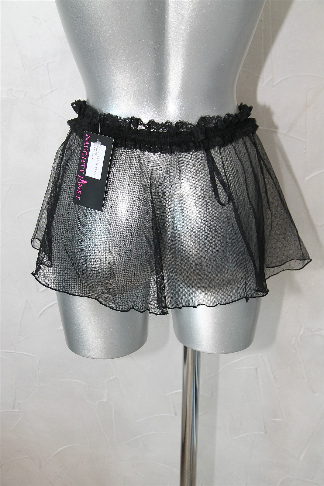 Luxurious Mini Skirt Transparent Black NAUGHTY JANET Size M Value 145€