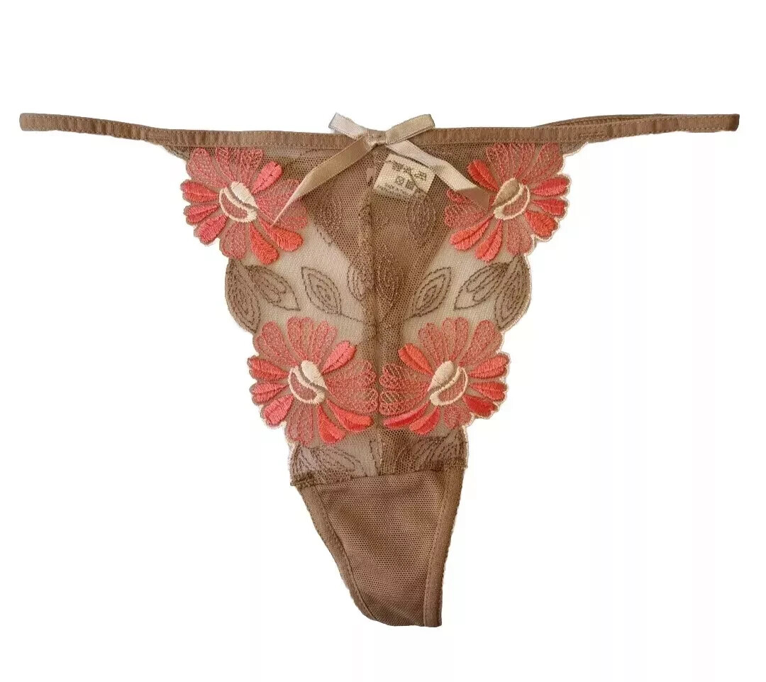 LA SENZA Mocha and Coral G-string Thong Lingerie X3 De-Branded Stock UK8 10 12