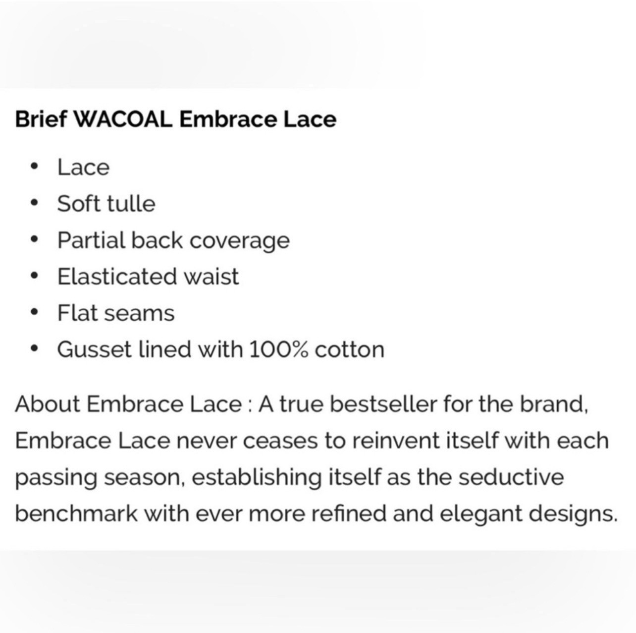 Wacoal M Embrace Lace Hi-Cut Brief Panty! NEW!