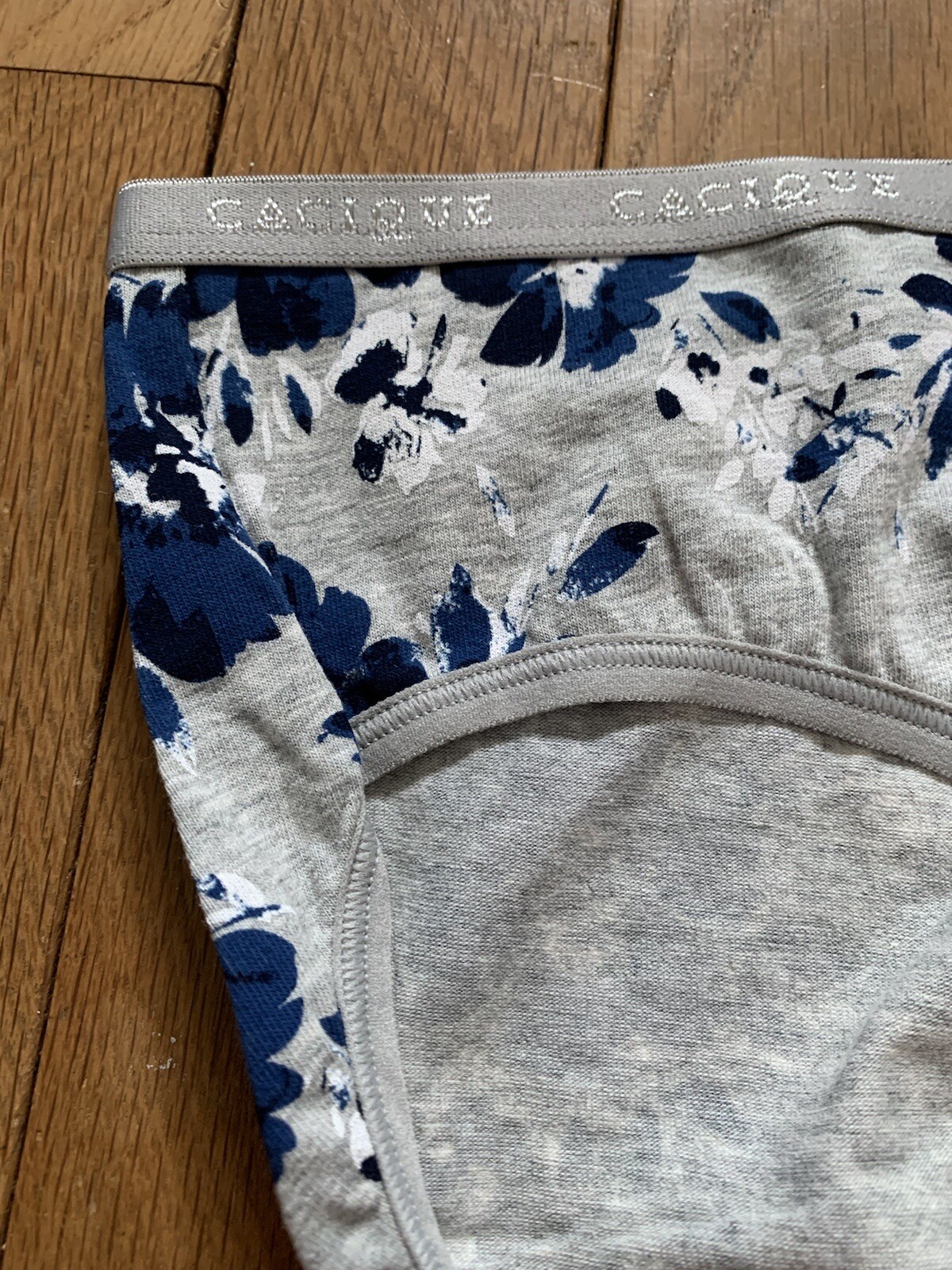 Plus Size 26/28 Lane Bryant Cacique Hipster Cotton Panty Gray Navy Blue Flower
