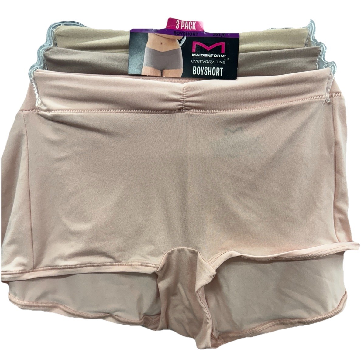 NEW 3 Pack Maidenform Everyday Luxe BoyShorts Panties 2XL/9 Multi-Color DM3TBS