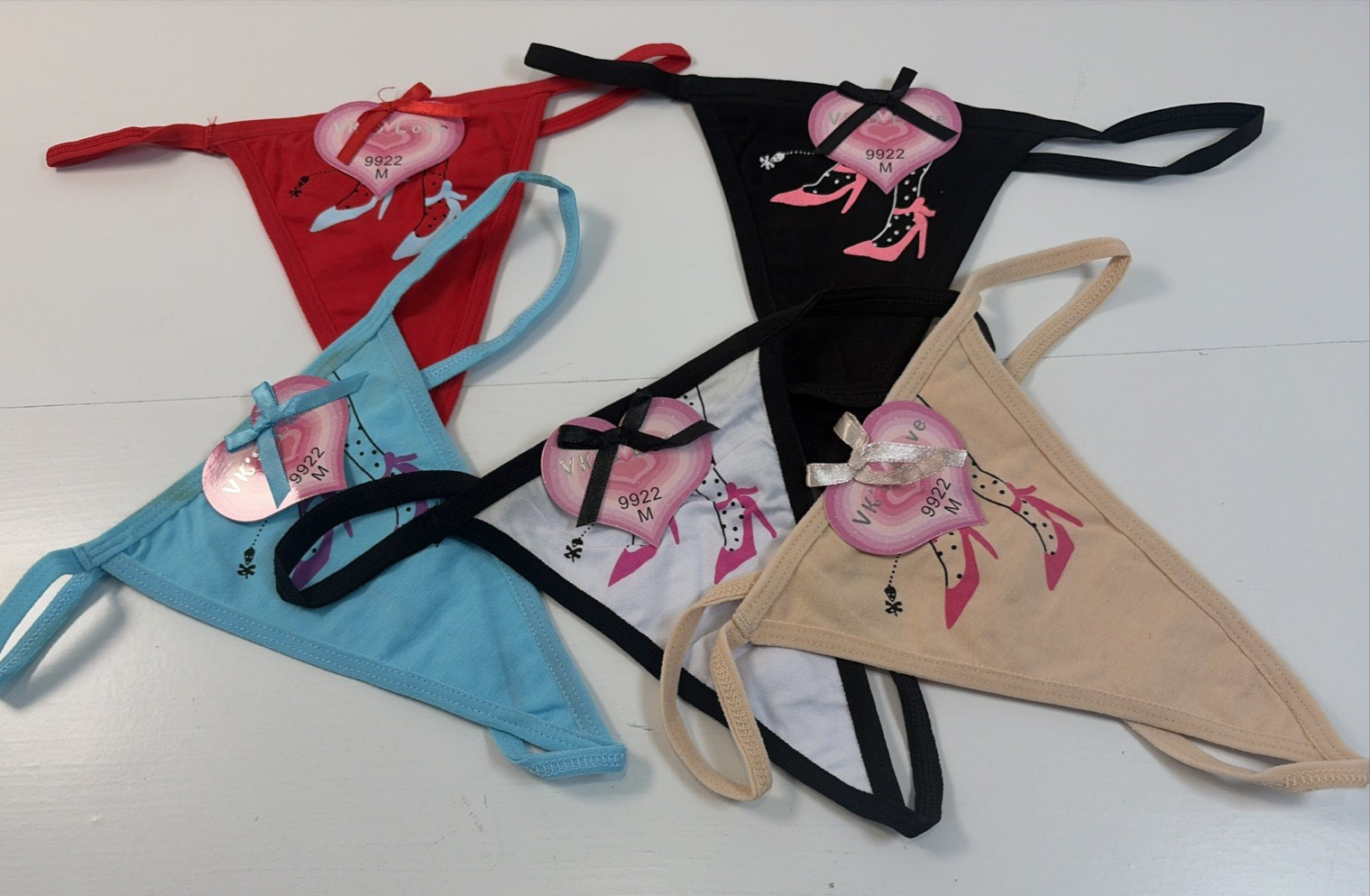 Vk’s Love Underwear Thongs Multicolor Lot of 5 Size Medium w/Defect