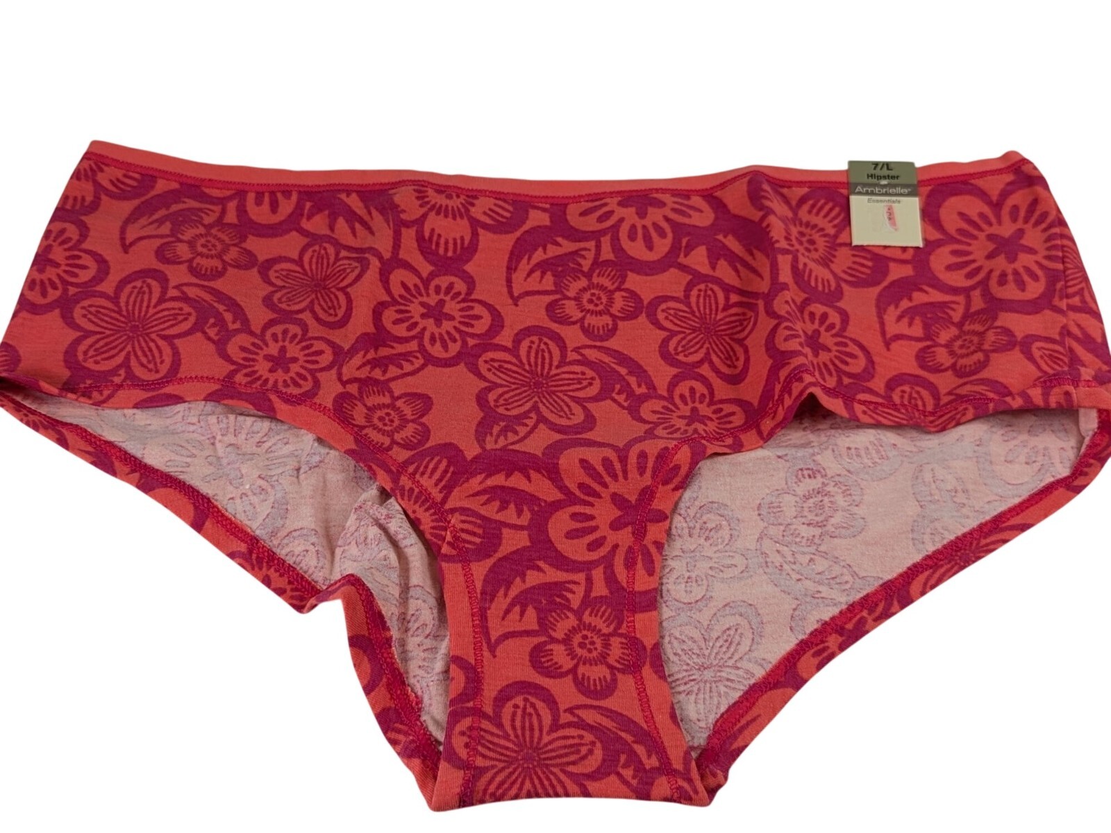 Ambrielle Coral Floral Cotton Stretch Hipster Panty size 7 Panties Essentials