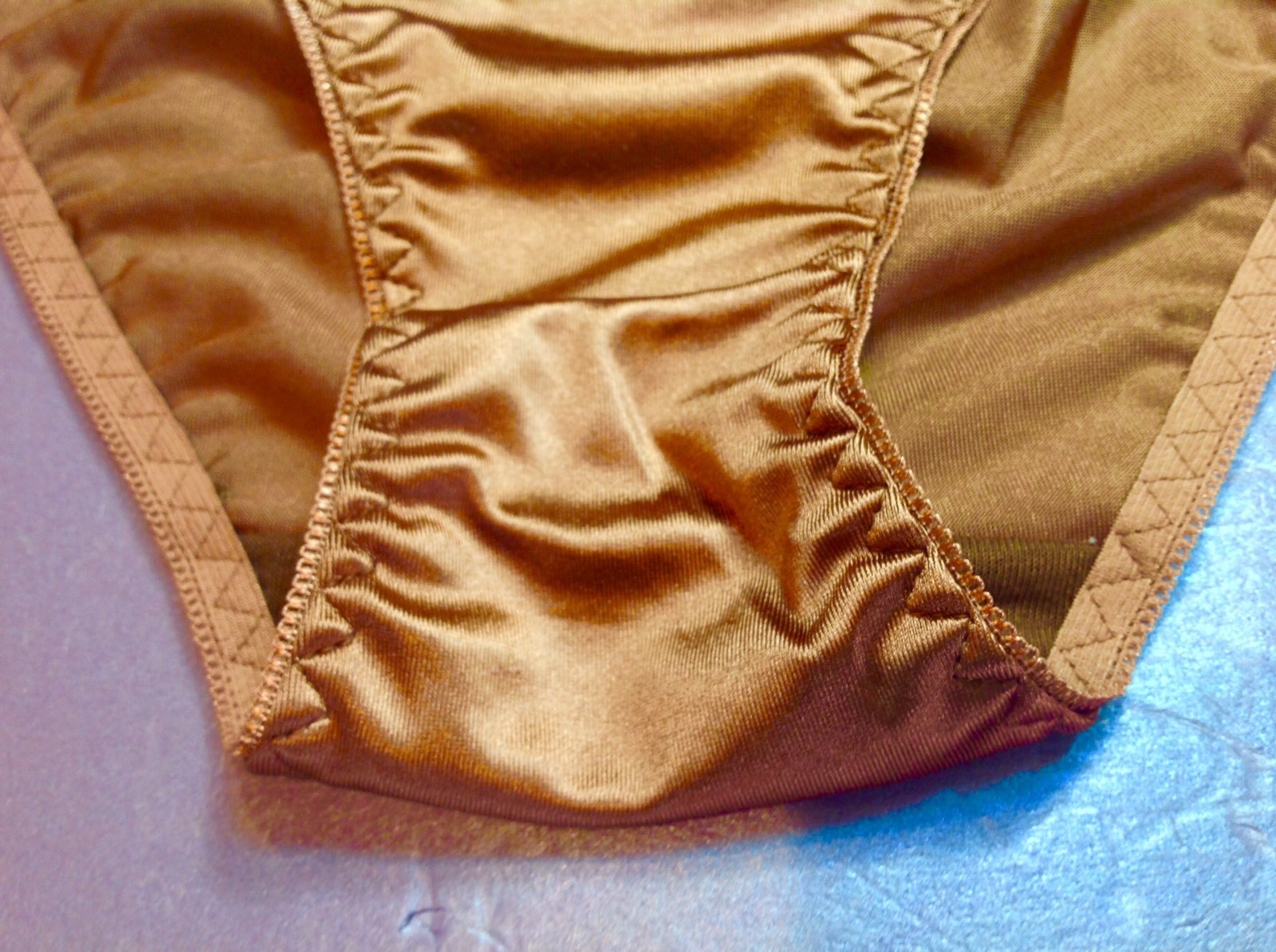 Women Panties Bikinis GRACE Size XL.Bronze Brown NylonSatin W/Decoration Elastic