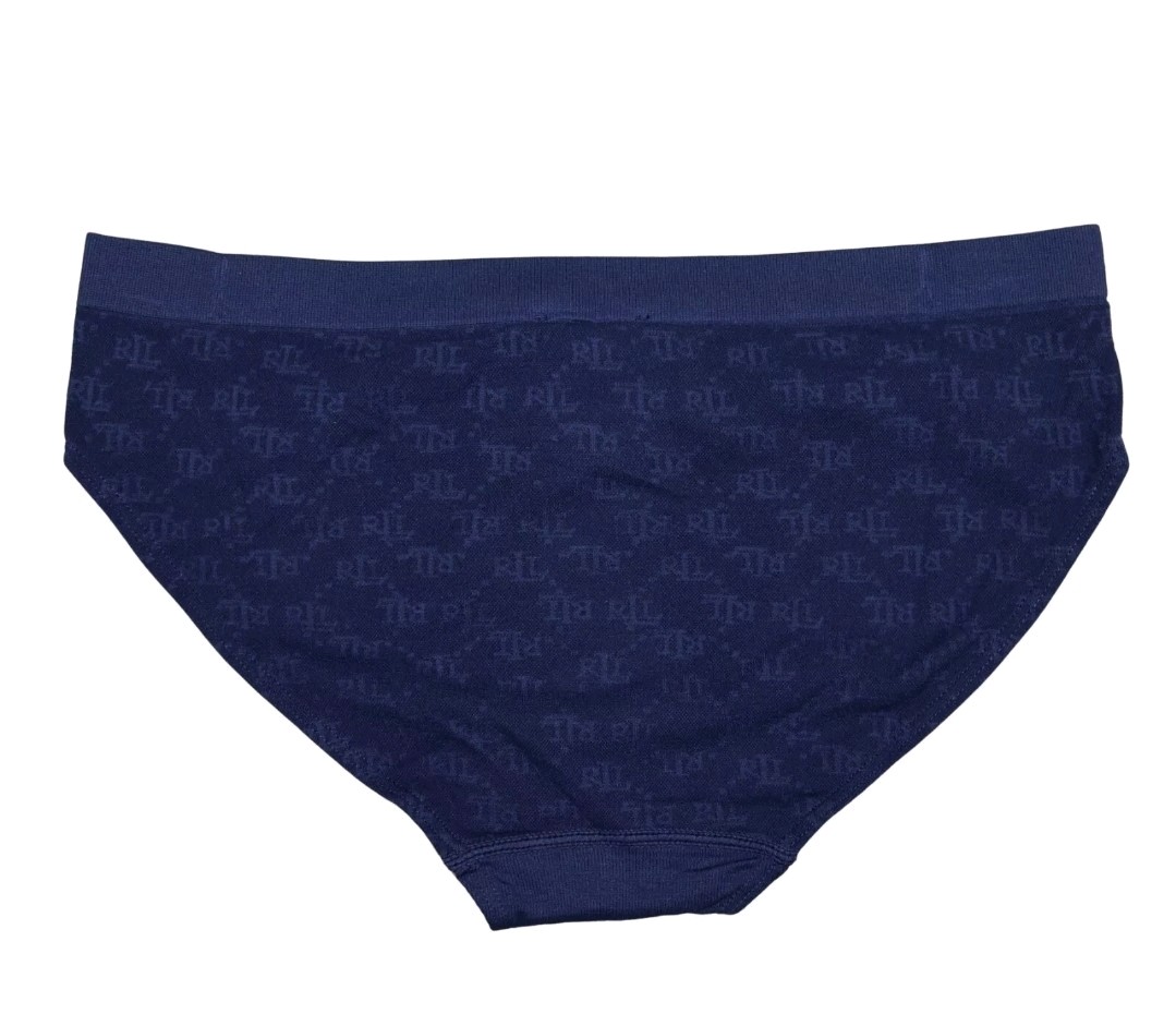 Ralph Lauren Women’s Monogram Mesh Jacquard Bikini Brief Underwear Navy Small