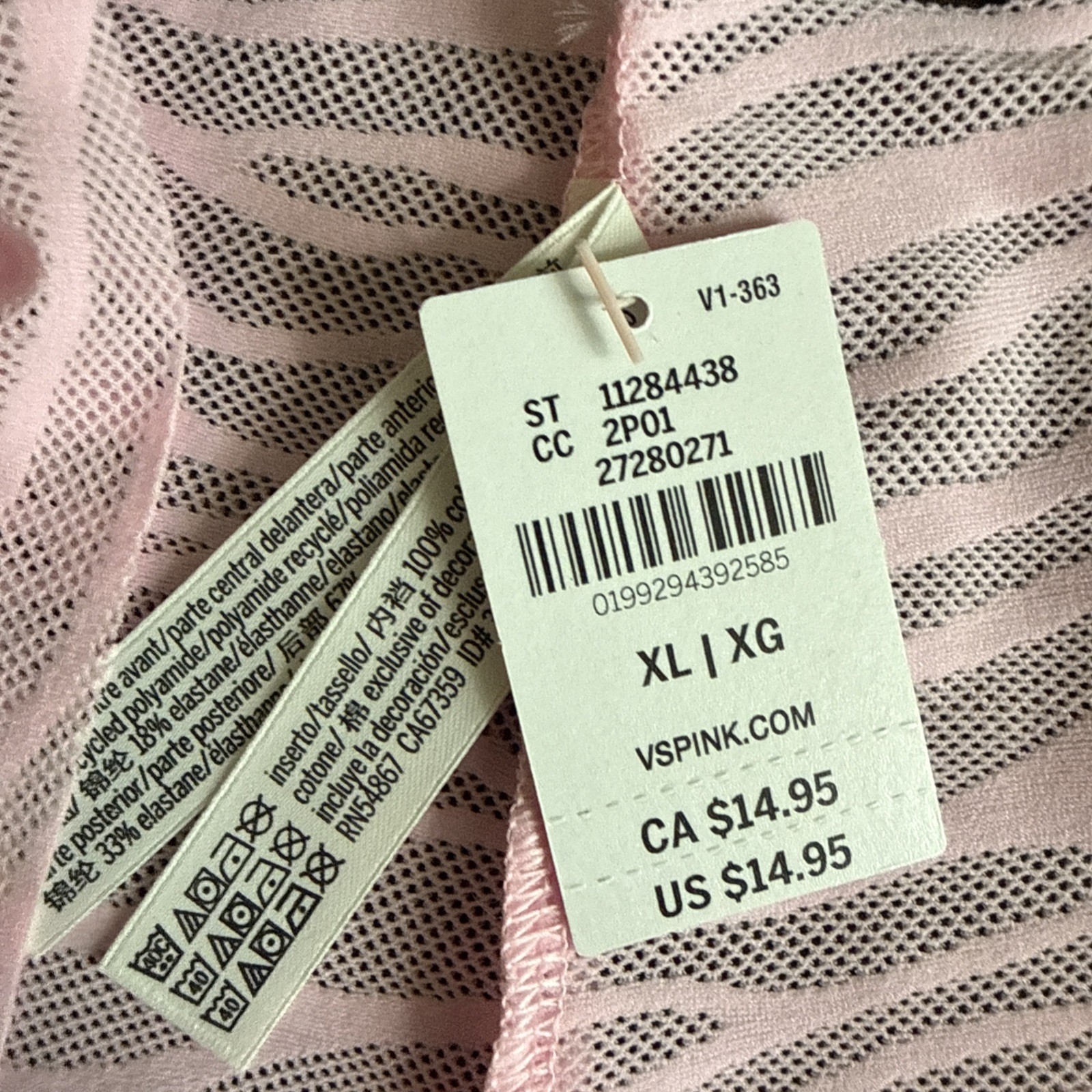 Pink By Victoria’s Secret Xl Sheer Mesh Back No-Show Hipster Panties