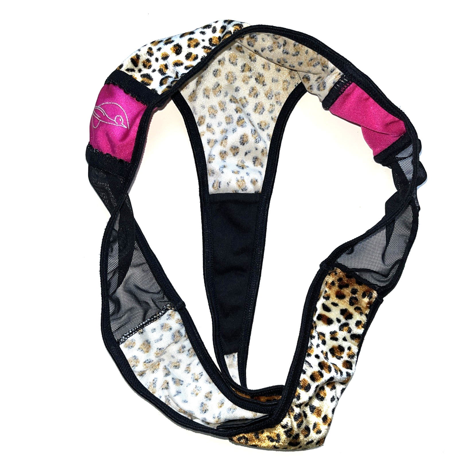 Baby Phat Leopard Print and Mesh Thong Size Medium Vintage Y2K
