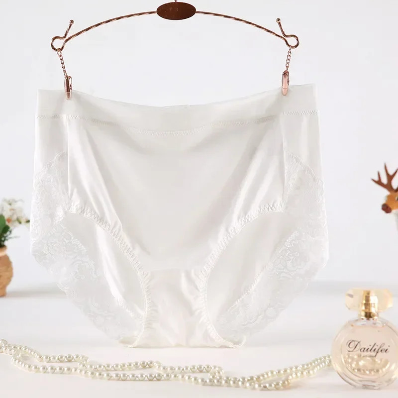 High Waist Panties Briefs Lace Solid Color Plus Size Support Comfortable Fit