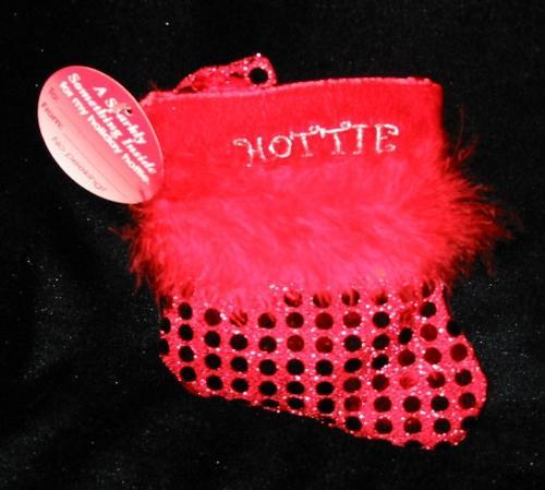 SS4U X-Mas Red Sequin Stocking Hottie Black G-String Rhinestones O/S 53005