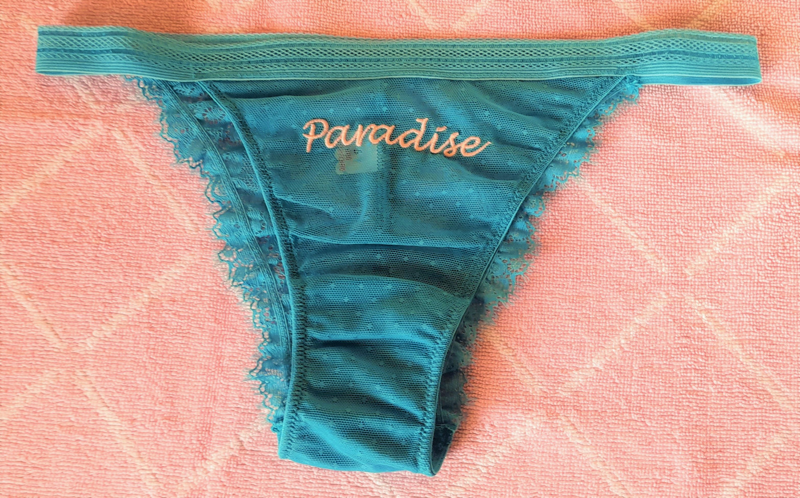 Blue High Leg Tanga Bikini Style Frilly PARADISE Half Back Knickers