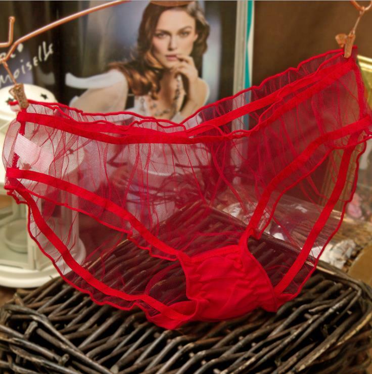 2Pcs Mesh Lingerie Ultra-thin Underwear Transparent Lace Knicker Women Panties