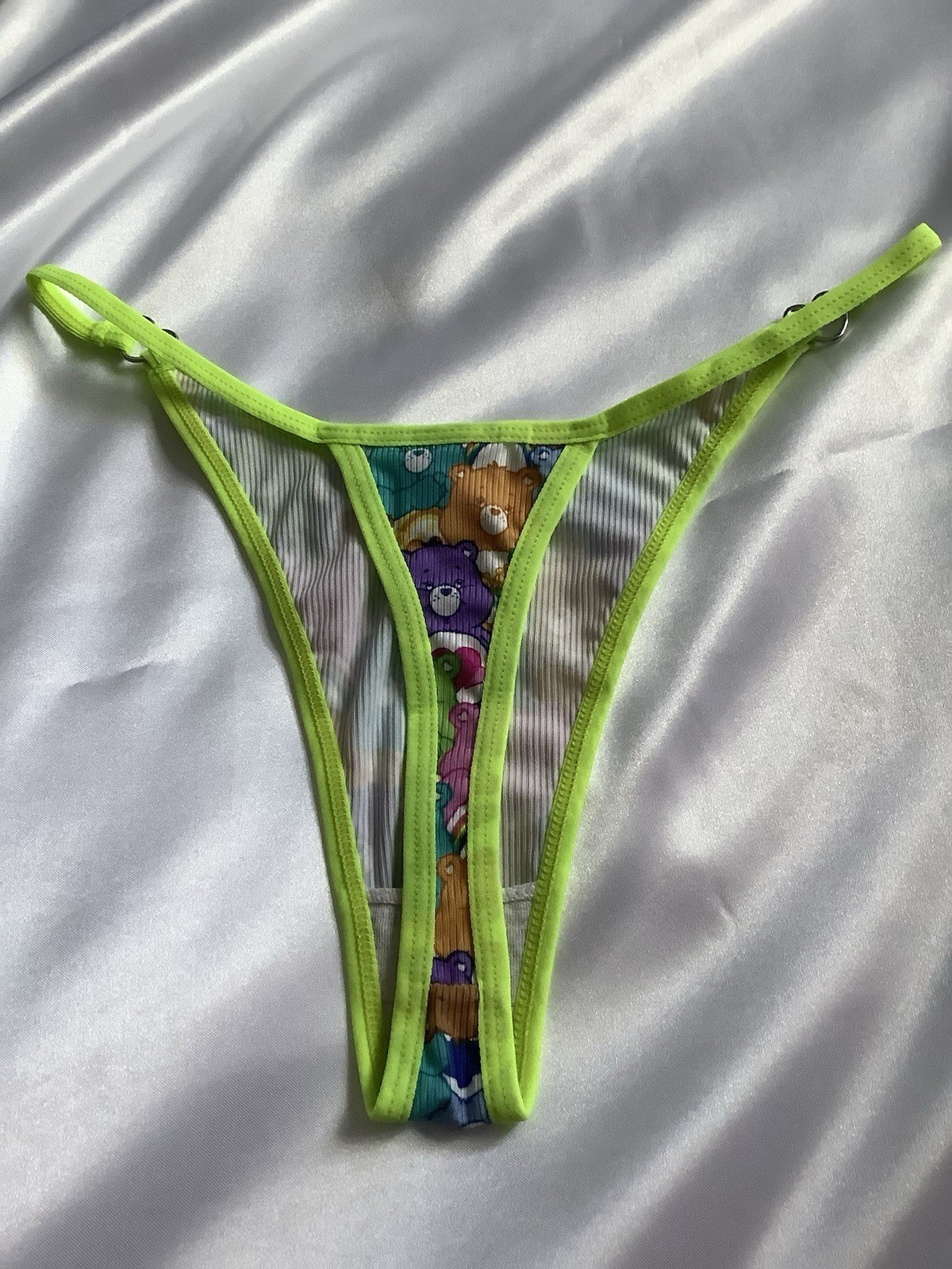 Women’s Teens Care Bears Thong Panties Kawaii Cartoon Pink Blue Green 3pk. Large
