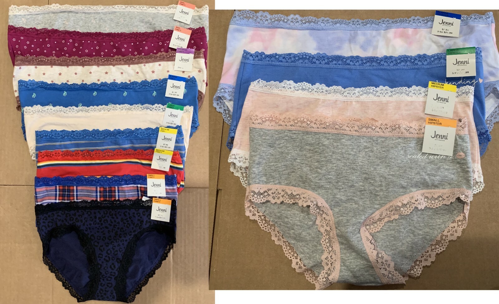 Jenni Women’s Lace Trim Hipster Underwear S, M, L, XL, 2XL, 3XL