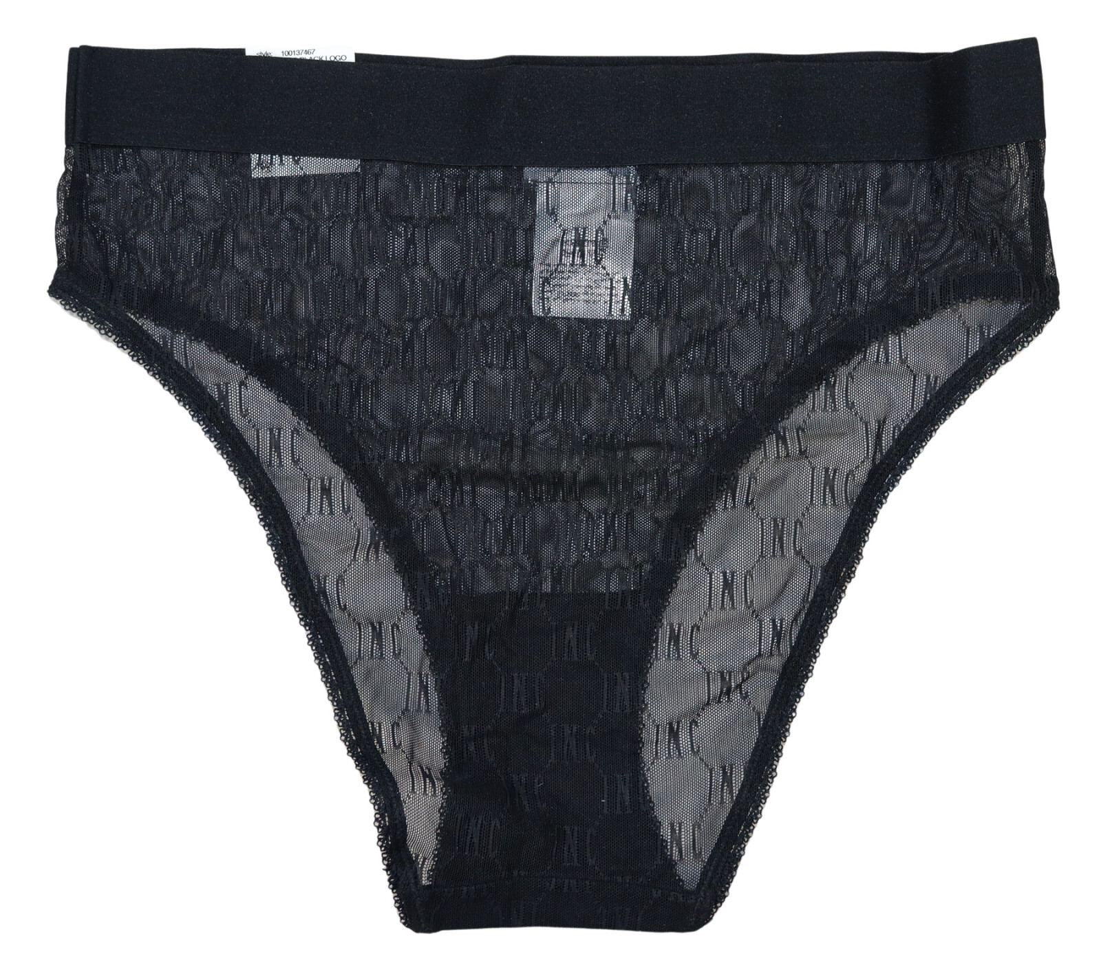 INC International Concepts Sheer Hi-Cut Logo Bikini Panty Women’s Underwear NWT