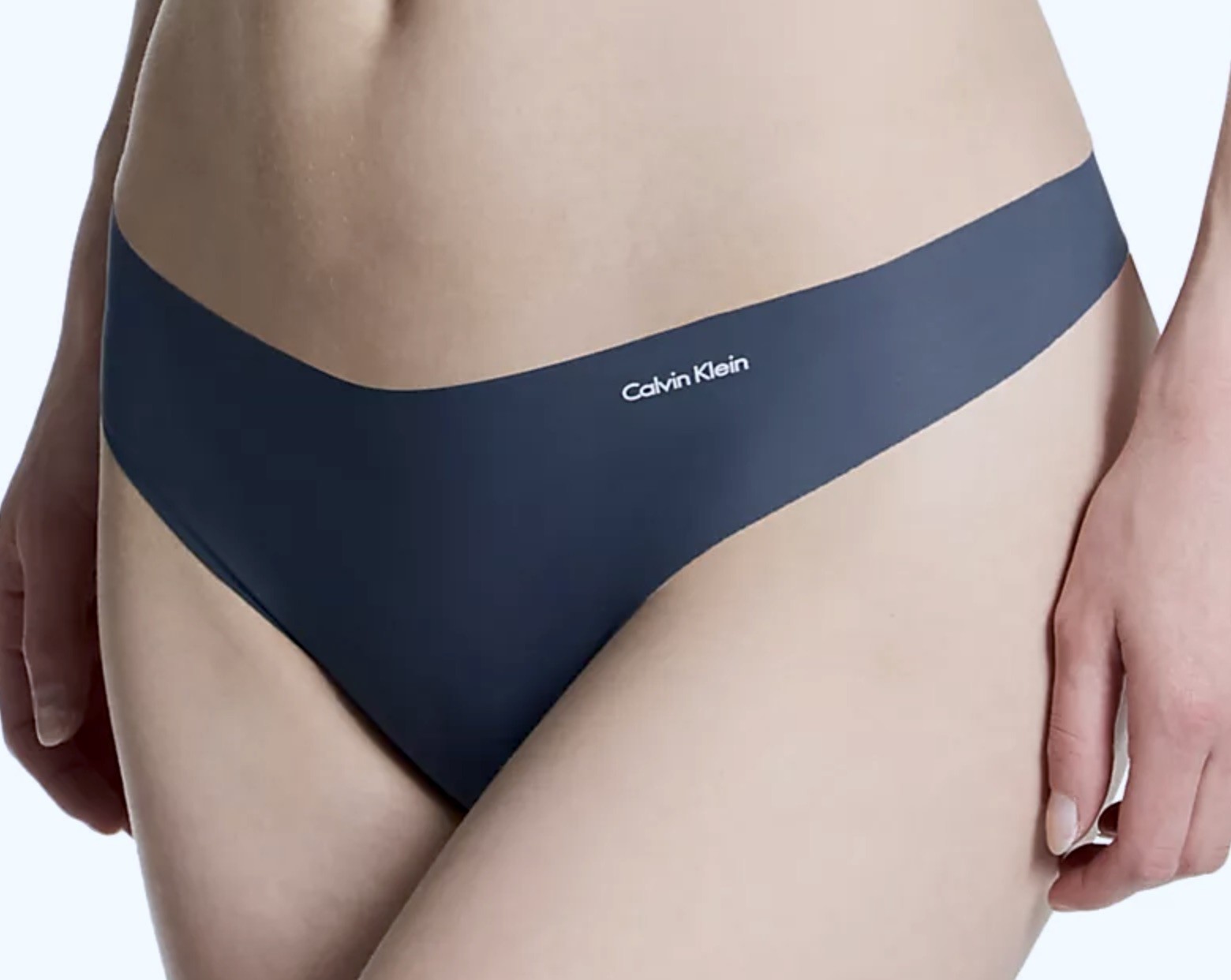CALVIN KLEIN Invisibles Speakeasy Blue Edge Thong Panty Underwear Womens Sz L 7