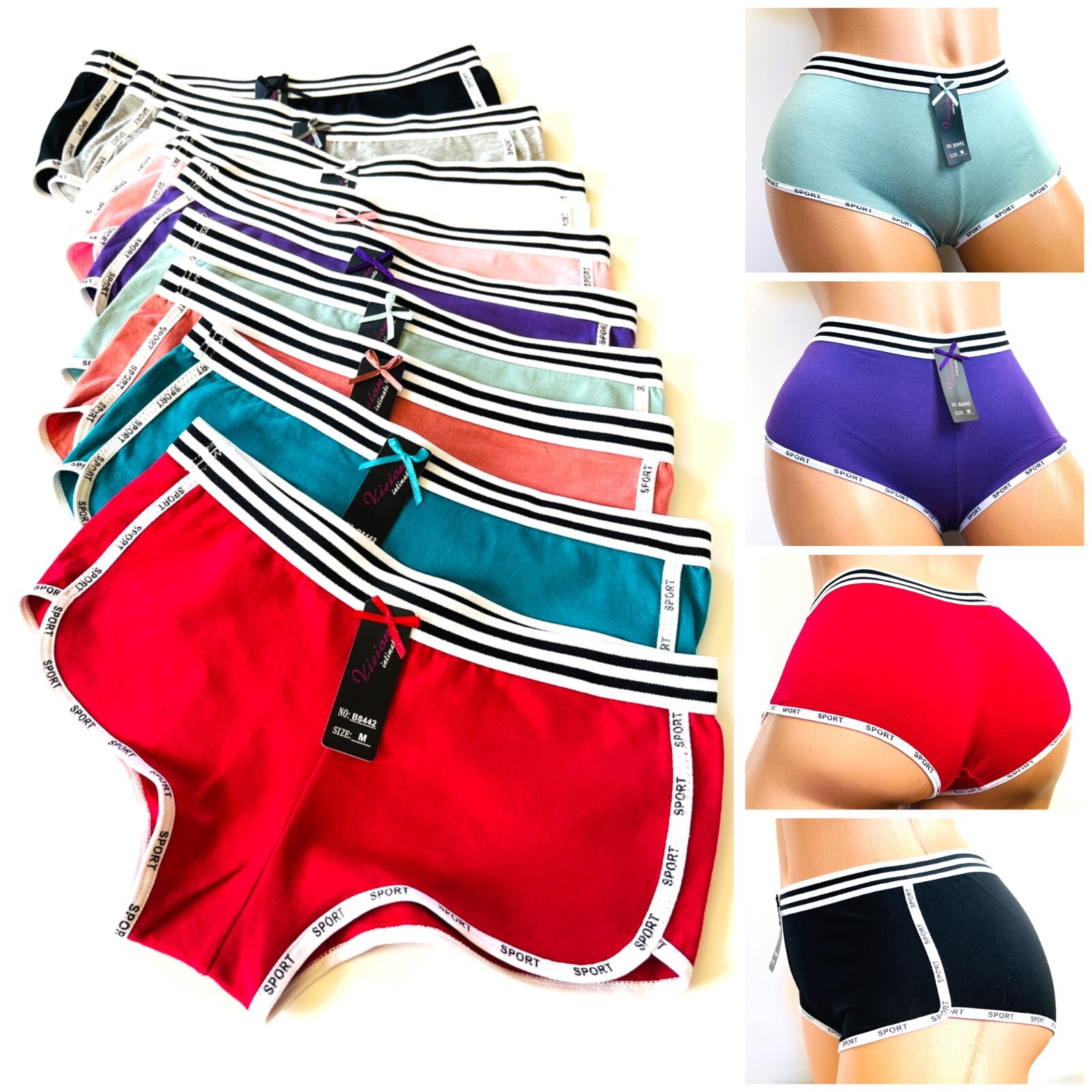 Lot 6 Boxer Briefs Sexy Women’s Underwear Panties Boyshort Sleep Kincker 6826 M