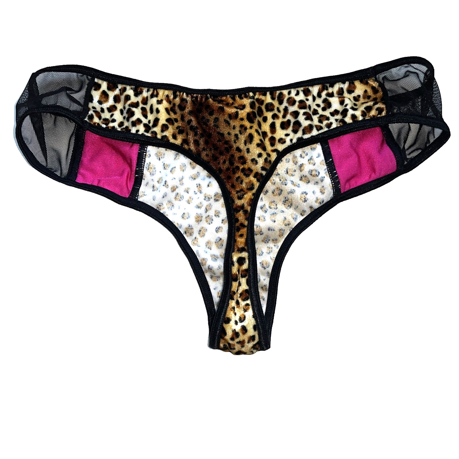 Baby Phat Leopard Print and Mesh Thong Size Medium Vintage Y2K