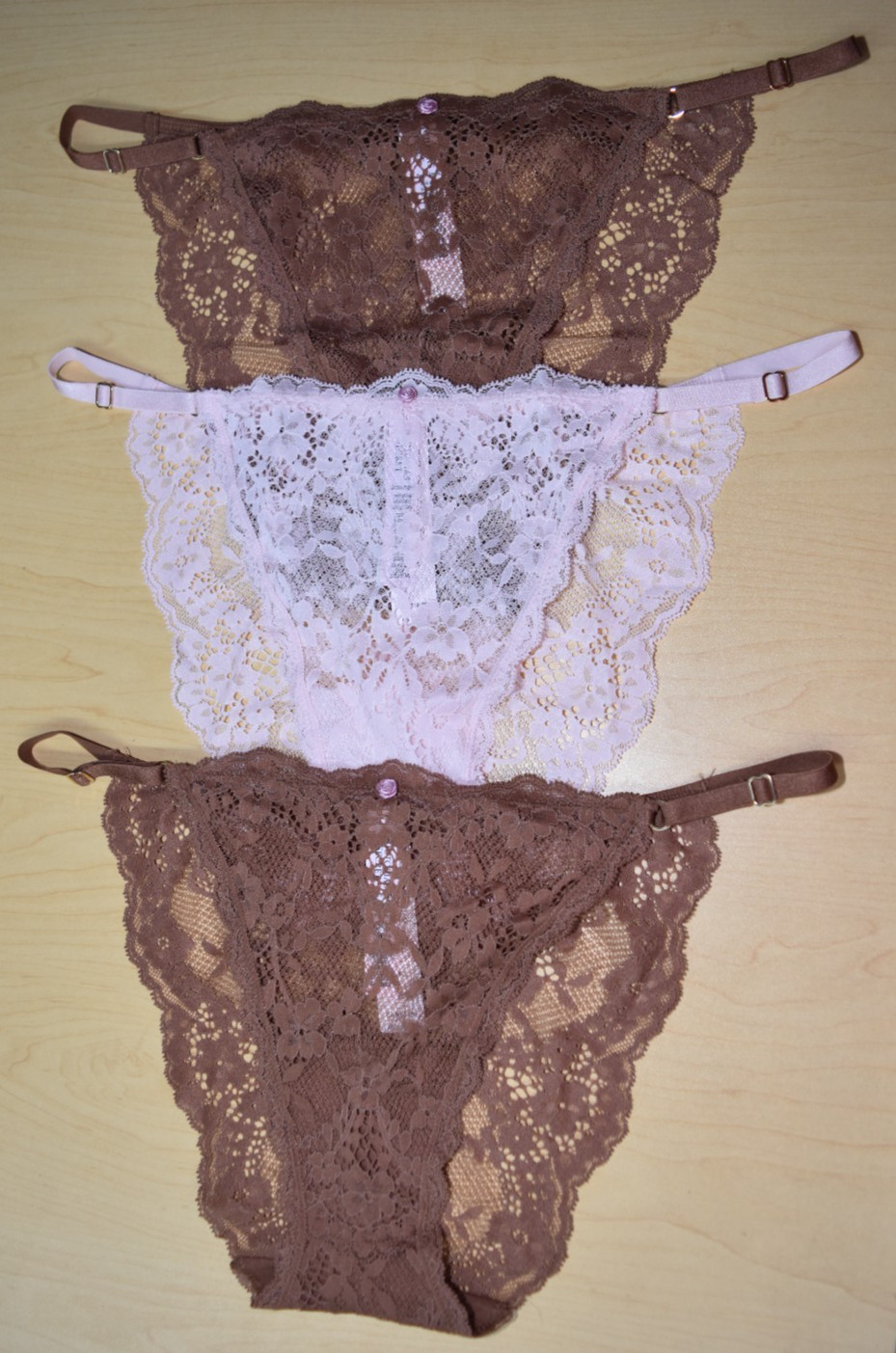 3 Victoria’s Secret Adjustable Lace Dream Angels Mini String Bikini Panty XL Lot