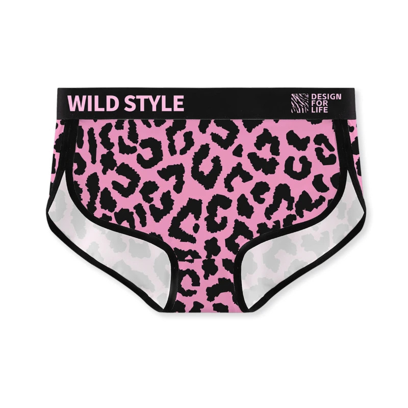 Leopard Print Brief Panties Mid Waist Breathable Soft Comfortable Underwear