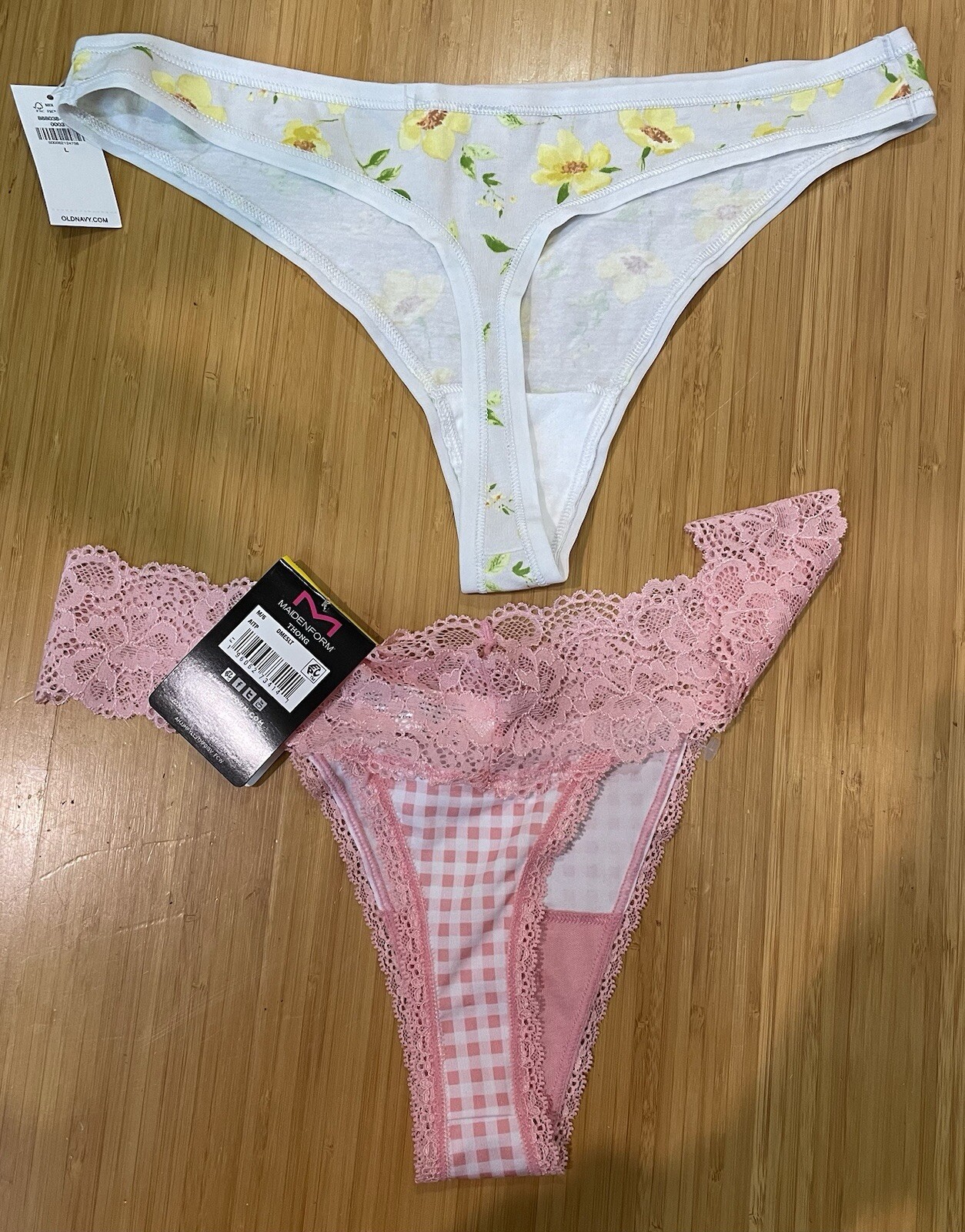 2 Pair Maidenform Size Medium 6 & Old Navy Size L Thong Panty NWT