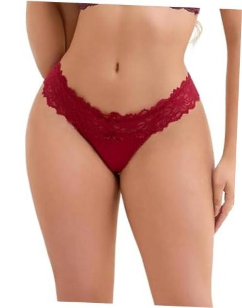 Women’s Sexy Cheeky Silk Thong Panties Tangas Plus 3X-Large-4X-Large 1pcs-red
