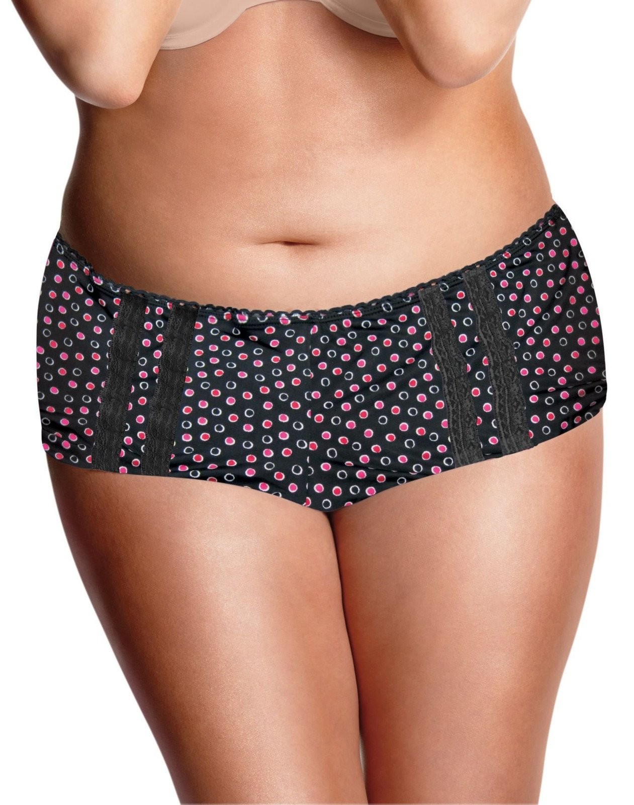 Just My Size LU44BK Microfiber Hipshorts 2 Pair – Brushed Circles w/ Black…