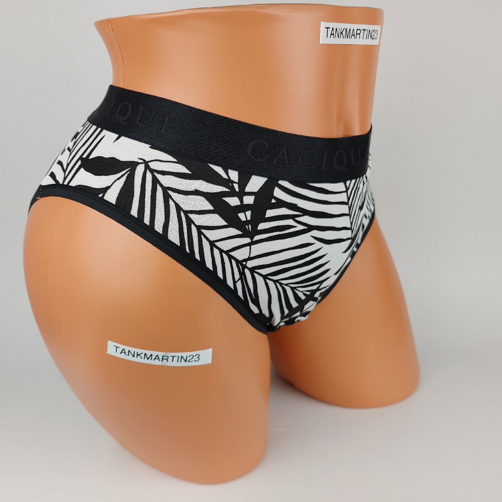 LANE BRYANT CACIQUE WIDE BAND COTTON HIPSTER 18/20 PANTY BLACK WHITE PALM LEAF