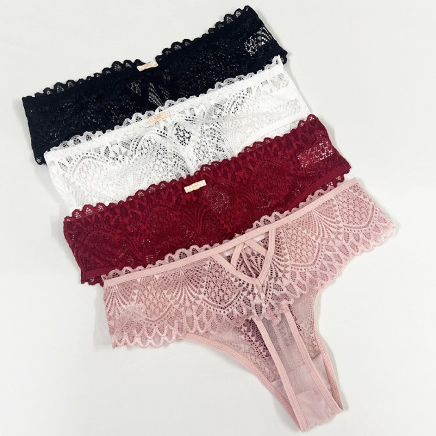 4 Pack Lot Ladies Womens Lace Panties Thongs Briefs Sexy See Through Underwear