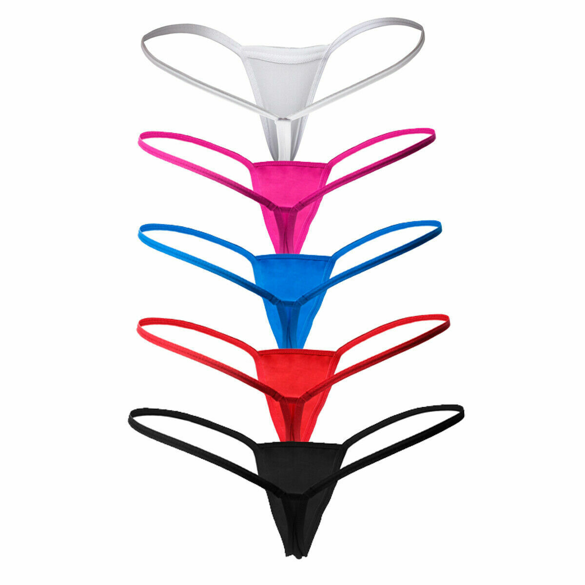 5Pack Womens Mini Micro Thongs Tiny G-string Sexy Y-Back Solid Panties Underwear