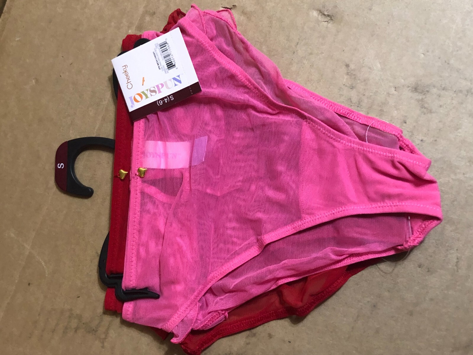 6 Pairs Joyspun MESH Cheeky Panties PINK & RED SOLID Size Small NWT